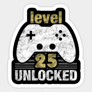 Level 25 Unlocked 25th Birthday Gamer Sticker